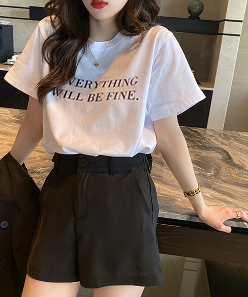 shyam inspiration(シャムインスピレーション)の「シンプルロゴプリントTシャツ/半袖(Tシャツ/カットソー・レディース・ホワイト/グレー/ネイビー/イエロー・L/M)」の1枚目の写真