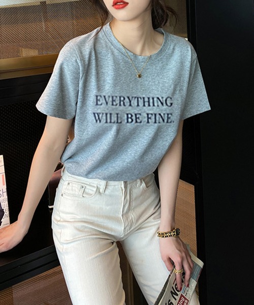 shyam inspiration(シャムインスピレーション)の「シンプルロゴプリントTシャツ/半袖(Tシャツ/カットソー・レディース・ホワイト/グレー/ネイビー/イエロー・L/M)」の5枚目の写真