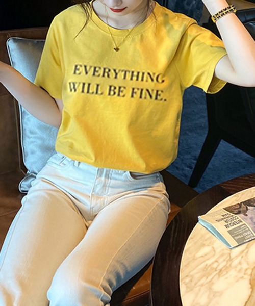 shyam inspiration(シャムインスピレーション)の「シンプルロゴプリントTシャツ/半袖(Tシャツ/カットソー・レディース・ホワイト/グレー/ネイビー/イエロー・L/M)」の12枚目の写真
