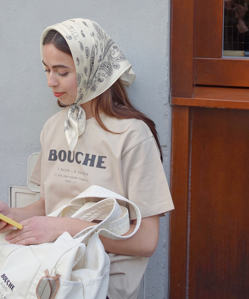 SLOBE IENA（スローブイエナ）の「BOUCHE SLOBE別注 シルクバンダナ（バンダナ/スカーフ・レディース・ネイビー/アイボリー・FREE）」の3枚目の写真