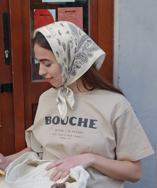 SLOBE IENA（スローブイエナ）の「BOUCHE SLOBE別注 シルクバンダナ（バンダナ/スカーフ・レディース・ネイビー/アイボリー・FREE）」の4枚目の写真
