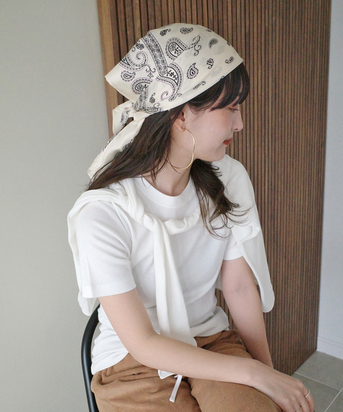 SLOBE IENA（スローブイエナ）の「BOUCHE SLOBE別注 シルクバンダナ（バンダナ/スカーフ・レディース・ネイビー/アイボリー・FREE）」の15枚目の写真