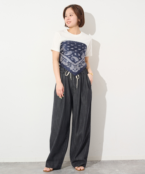 SLOBE IENA（スローブイエナ）の「BOUCHE SLOBE別注 シルクバンダナ（バンダナ/スカーフ・レディース・ネイビー/アイボリー・FREE）」の21枚目の写真