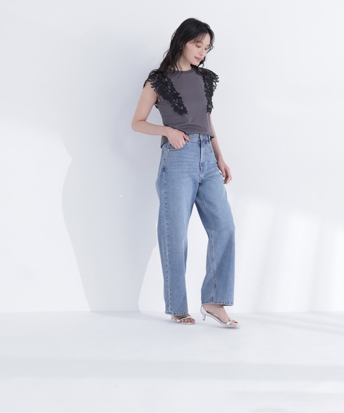 NATURAL BEAUTY BASIC(ナチュラルビューティーベーシック)の「レースフレンチスリーブカットソー(Tシャツ/カットソー・レディース・オフホワイト/チャコールグレー/ベージュ・フリ-)」の13枚目の写真