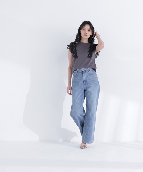 NATURAL BEAUTY BASIC(ナチュラルビューティーベーシック)の「レースフレンチスリーブカットソー(Tシャツ/カットソー・レディース・オフホワイト/チャコールグレー/ベージュ・フリ-)」の15枚目の写真