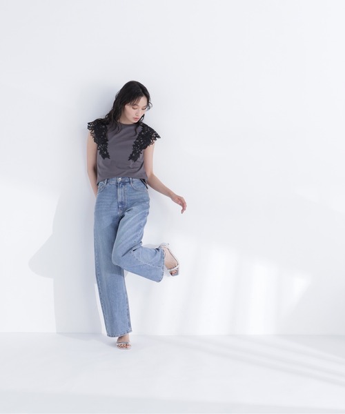 NATURAL BEAUTY BASIC(ナチュラルビューティーベーシック)の「レースフレンチスリーブカットソー(Tシャツ/カットソー・レディース・オフホワイト/チャコールグレー/ベージュ・フリ-)」の18枚目の写真