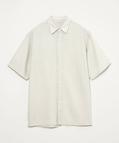 Steven Alan(スティーブンアラン)の「<Steven Alan> ドビー レギュラーカラー ショートスリーブ シャツ BOX(シャツ/ブラウス・メンズ・ナチュラル/グレー・XL/L/M/S)」の1枚目の写真