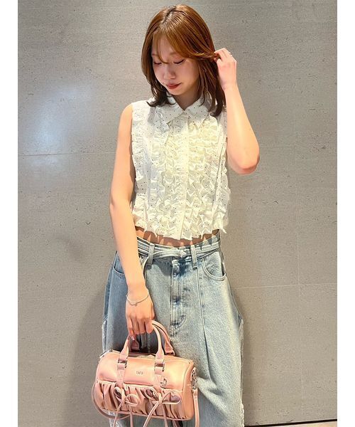 FURFUR（ファーファー）の「ノースリーブフリルブラウス（シャツ/ブラウス・レディース・ネイビー/ブルー/ホワイト・F）」の15枚目の写真