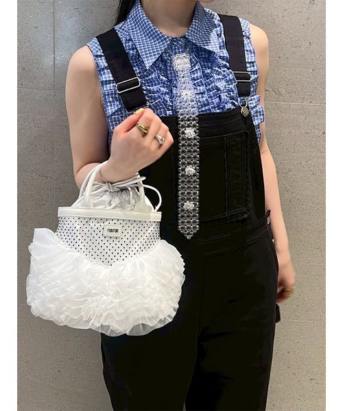 FURFUR（ファーファー）の「ノースリーブフリルブラウス（シャツ/ブラウス・レディース・ネイビー/ブルー/ホワイト・F）」の17枚目の写真