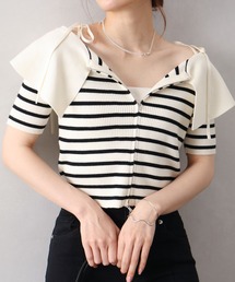 SpRay（スプレイ）の「肩リボンＢＩＧカカラー　ＺＩＰカーディガン（カーディガン/ボレロ）」