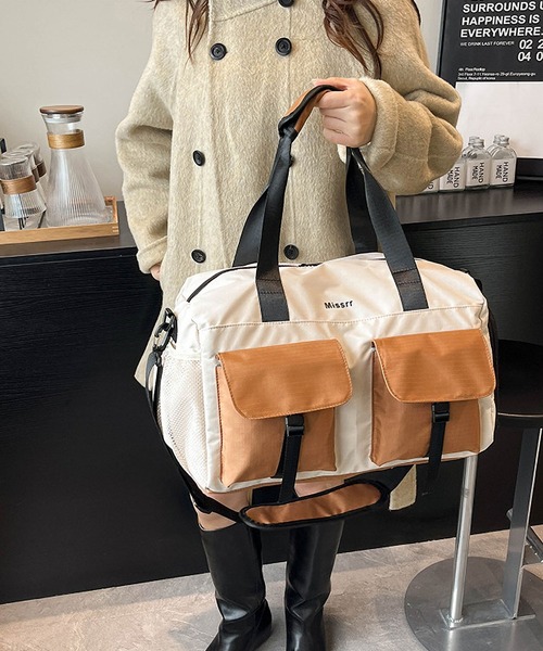 LA VORAGINE(ラ ヴォラジネ)の「アウトポケット配色2WAY トラベル旅行ボストンバッグ/ジムバッグ(ボストンバッグ・レディース・ブルー/ブラック/ブラウン/グリーン・FREE)」の18枚目の写真