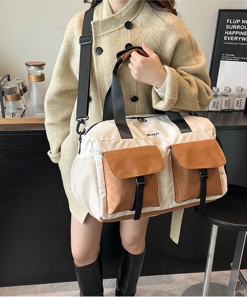 LA VORAGINE(ラ ヴォラジネ)の「アウトポケット配色2WAY トラベル旅行ボストンバッグ/ジムバッグ(ボストンバッグ・レディース・ブルー/ブラック/ブラウン/グリーン・FREE)」の20枚目の写真
