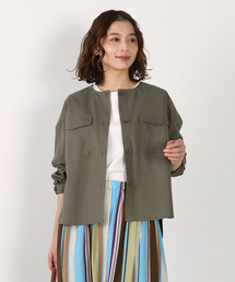 MELROSE claire（メルローズ クレール）の「【綿麻クルーシャツジャケット】（ノーカラージャケット）」