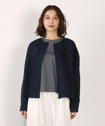 MELROSE claire（メルローズ クレール）の「【綿麻クルーシャツジャケット】（ノーカラージャケット）」