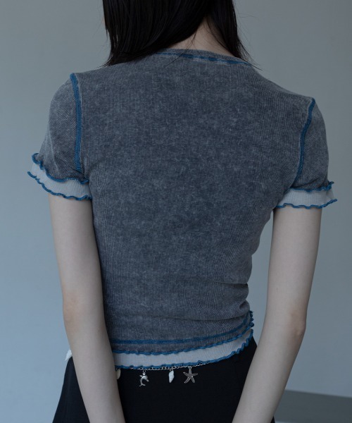 VACANCY(ヴァカンシー)の「ウォッシュ加工レイヤードリブTシャツ(Tシャツ/カットソー・レディース・ネイビー/グリーン/ブラウン・FREE)」の19枚目の写真