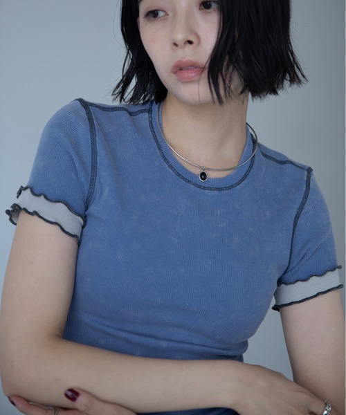 VACANCY(ヴァカンシー)の「ウォッシュ加工レイヤードリブTシャツ(Tシャツ/カットソー・レディース・ネイビー/グリーン/ブラウン・FREE)」の22枚目の写真