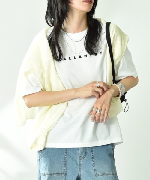 INTERPLANET(インタープラネット)の「BACK布帛切替ロゴT(Tシャツ/カットソー・レディース・ベージュ/オフホワイト/ブラック・FREE)」の6枚目の写真
