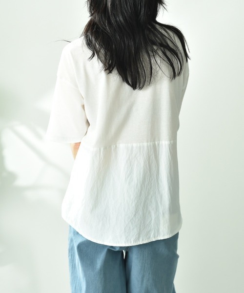 INTERPLANET(インタープラネット)の「BACK布帛切替ロゴT(Tシャツ/カットソー・レディース・ベージュ/オフホワイト/ブラック・FREE)」の12枚目の写真