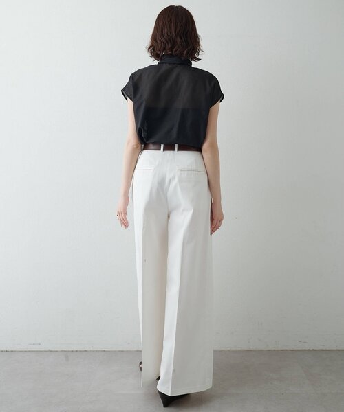 新品2024AW 【Whim Gazette】 コットンシルクブラウス ホワイト コットンシルクボウブラウス（シャツ/ブラウス）｜Whim Gazette
