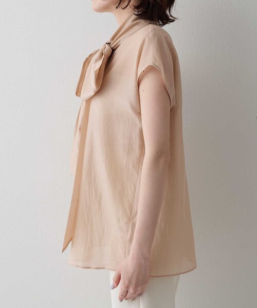 新品2024AW 【Whim Gazette】 コットンシルクブラウス ホワイト シルクコットンギャザーブラウス | Whim Gazette(ウィム ガゼット