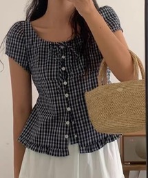 CELENA BEATS（セレナビーツ）の「ギンガムチェック フロントボタン フレア トップス（シャツ/ブラウス）」