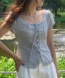 CELENA BEATS（セレナビーツ）の「ギンガムチェック フロントボタン フレア トップス（シャツ/ブラウス）」