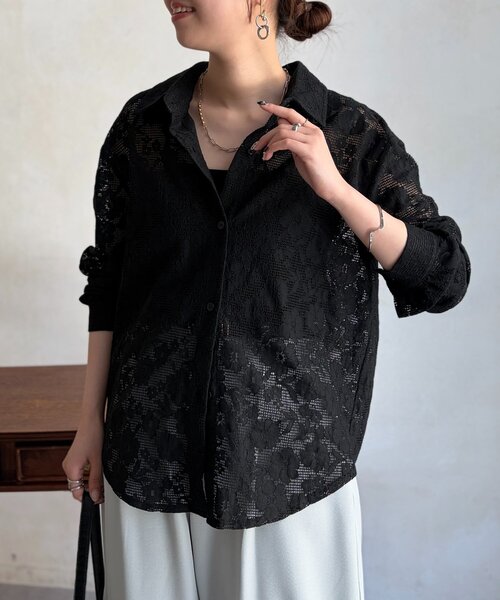 Chez toi(シェトワ)の「総レースシャツ(シャツ/ブラウス・レディース・ブラック/ホワイト・FREE)」の18枚目の写真