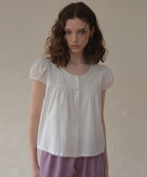 Fina Check Shirring Blouse_White(O26BL01)