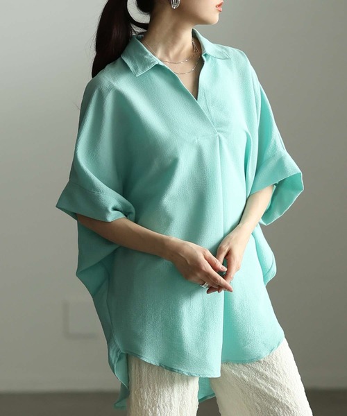 Sawa a la mode(サワアラモード)の「ドルマンスリーブスキッパーシャツ(シャツ/ブラウス・レディース・オフホワイト/ネイビー/グリーン・FREE)」の2枚目の写真