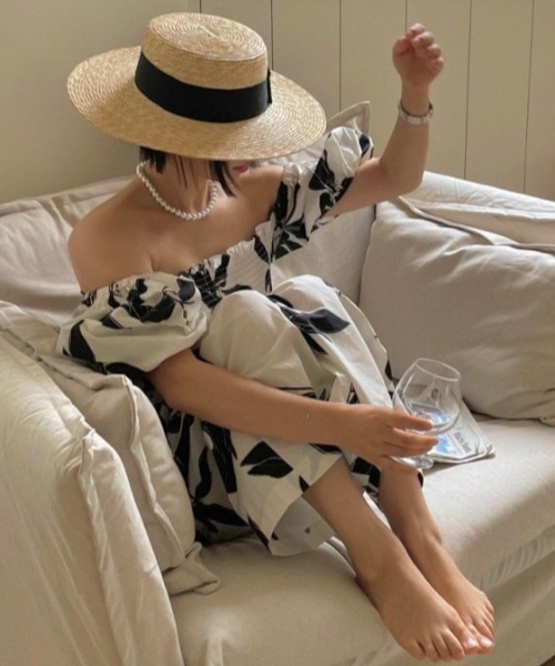 YUGA(ユーガ)の「YUGA_YGMC Korean-style Botanical print all-in-one dress(つなぎ/オールインワン・レディース・ホワイト/ネイビー・FREE)」の15枚目の写真