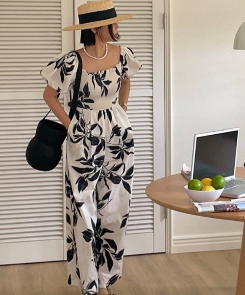 YUGA(ユーガ)の「YUGA_YGMC Korean-style Botanical print all-in-one dress(つなぎ/オールインワン・レディース・ホワイト/ネイビー・FREE)」の17枚目の写真