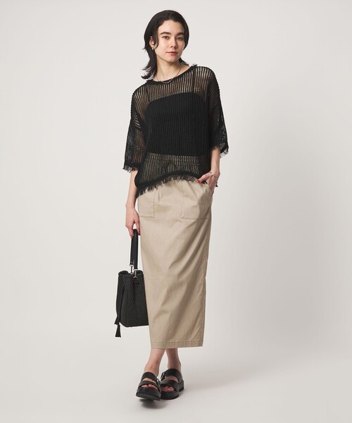 green label relaxing（グリーンレーベルリラクシング）の「フリンジ ニット プルオーバー（ニット/セーター・レディース・その他1/オフホワイト/ブラック・FREE）」の11枚目の写真
