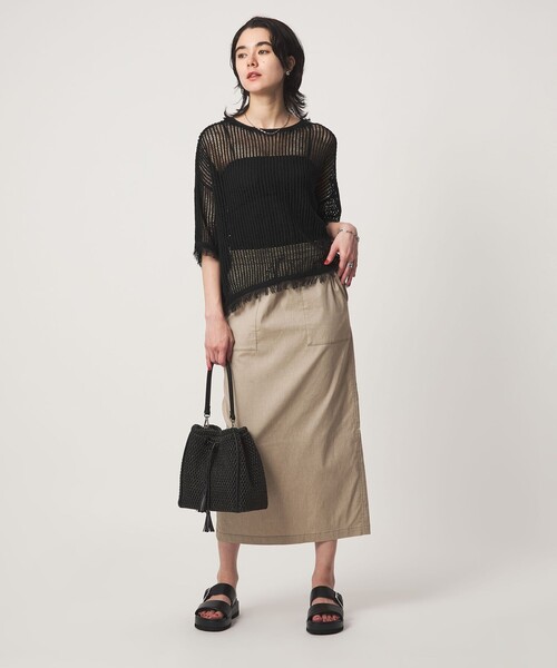 green label relaxing（グリーンレーベルリラクシング）の「フリンジ ニット プルオーバー（ニット/セーター・レディース・その他1/オフホワイト/ブラック・FREE）」の12枚目の写真