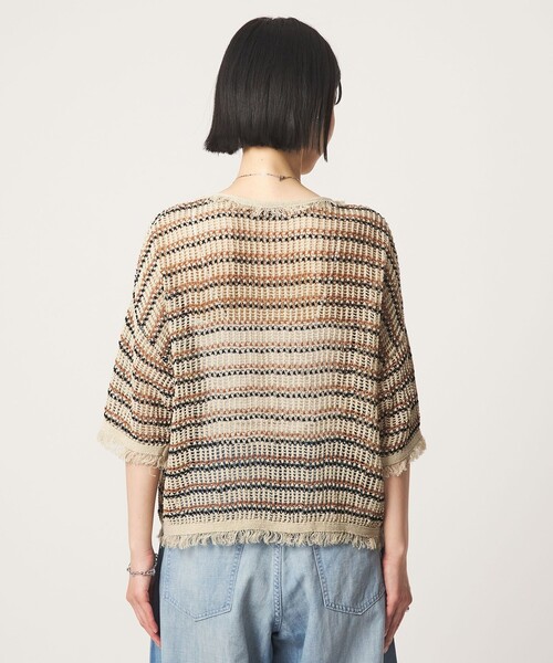 green label relaxing（グリーンレーベルリラクシング）の「フリンジ ニット プルオーバー（ニット/セーター・レディース・その他1/オフホワイト/ブラック・FREE）」の15枚目の写真