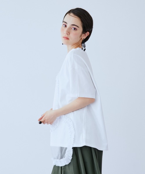 manana suerte(マニャーナスエルテ)の「チュールフリルTシャツ(Tシャツ/カットソー・レディース・ブラック/ホワイト・FREE)」の6枚目の写真
