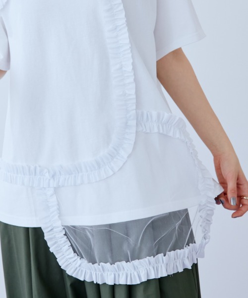 manana suerte(マニャーナスエルテ)の「チュールフリルTシャツ(Tシャツ/カットソー・レディース・ブラック/ホワイト・FREE)」の9枚目の写真