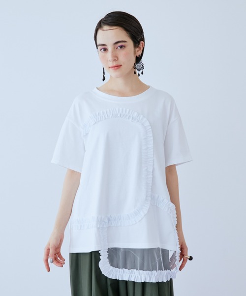 manana suerte(マニャーナスエルテ)の「チュールフリルTシャツ(Tシャツ/カットソー・レディース・ブラック/ホワイト・FREE)」の3枚目の写真