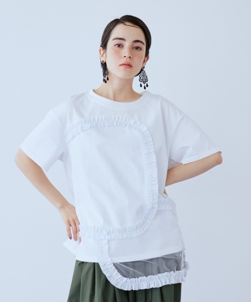 manana suerte(マニャーナスエルテ)の「チュールフリルTシャツ(Tシャツ/カットソー・レディース・ブラック/ホワイト・FREE)」の10枚目の写真