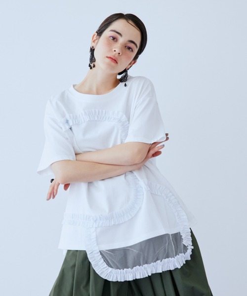 manana suerte(マニャーナスエルテ)の「チュールフリルTシャツ(Tシャツ/カットソー・レディース・ブラック/ホワイト・FREE)」の11枚目の写真