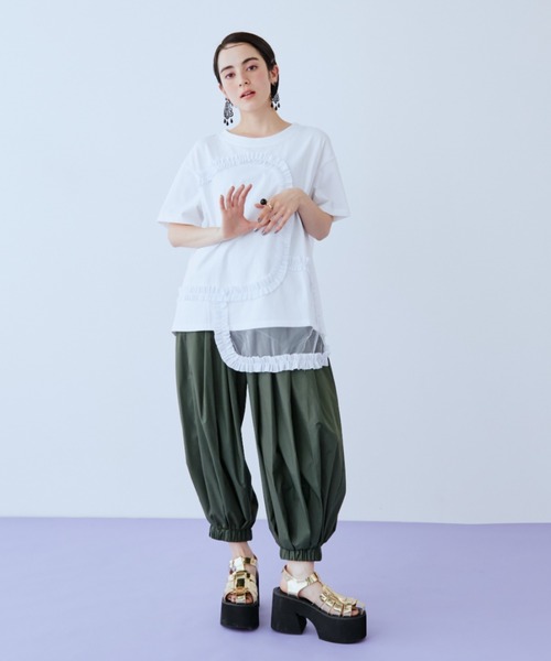 manana suerte(マニャーナスエルテ)の「チュールフリルTシャツ(Tシャツ/カットソー・レディース・ブラック/ホワイト・FREE)」の15枚目の写真