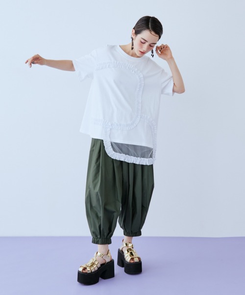 manana suerte(マニャーナスエルテ)の「チュールフリルTシャツ(Tシャツ/カットソー・レディース・ブラック/ホワイト・FREE)」の16枚目の写真