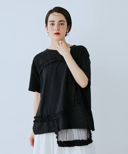 manana suerte(マニャーナスエルテ)の「チュールフリルTシャツ(Tシャツ/カットソー・レディース・ブラック/ホワイト・FREE)」の22枚目の写真