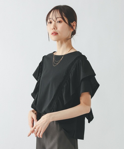 GLOBAL WORK(グローバルワーク)の「ひんやり涼しい/フローズン袖フレアプルオーバー半袖/680557(Tシャツ/カットソー・レディース・ホワイト×ブラック/インディゴブルー/カーキ系/ブラック/アイボリー/グレイッシュベージュ・LARGE/MEDIUM/SMALL)」の16枚目の写真