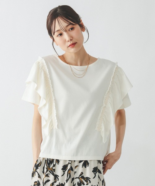 GLOBAL WORK(グローバルワーク)の「ひんやり涼しい/フローズン袖フレアプルオーバー半袖/680557(Tシャツ/カットソー・レディース・ホワイト×ブラック/インディゴブルー/カーキ系/ブラック/アイボリー/グレイッシュベージュ・LARGE/MEDIUM/SMALL)」の19枚目の写真