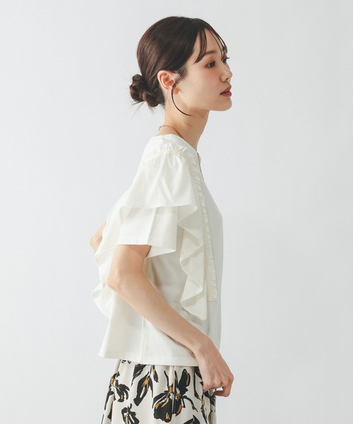 GLOBAL WORK(グローバルワーク)の「ひんやり涼しい/フローズン袖フレアプルオーバー半袖/680557(Tシャツ/カットソー・レディース・ホワイト×ブラック/インディゴブルー/カーキ系/ブラック/アイボリー/グレイッシュベージュ・LARGE/MEDIUM/SMALL)」の20枚目の写真