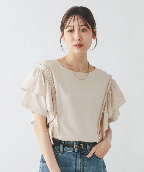 GLOBAL WORK(グローバルワーク)の「ひんやり涼しい/フローズン袖フレアプルオーバー半袖/680557(Tシャツ/カットソー・レディース・ホワイト×ブラック/インディゴブルー/カーキ系/ブラック/アイボリー/グレイッシュベージュ・LARGE/MEDIUM/SMALL)」の22枚目の写真