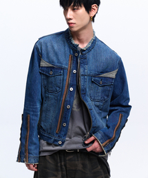 RSSC（アールエスエスシー）の「STRIPE MIXED DENIM TRUCKER JACKET - DENIM（デニムジャケット）」