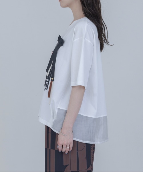 Eimee Law(エイミーロウ)の「モノクロアートプリント リボンモチーフTシャツ(Tシャツ/カットソー・レディース・オフホワイト/ダークグレー・FREE)」の12枚目の写真