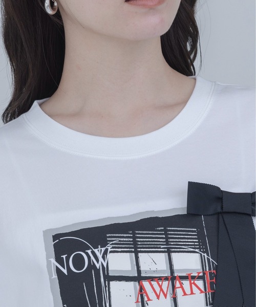 Eimee Law(エイミーロウ)の「モノクロアートプリント リボンモチーフTシャツ(Tシャツ/カットソー・レディース・オフホワイト/ダークグレー・FREE)」の14枚目の写真