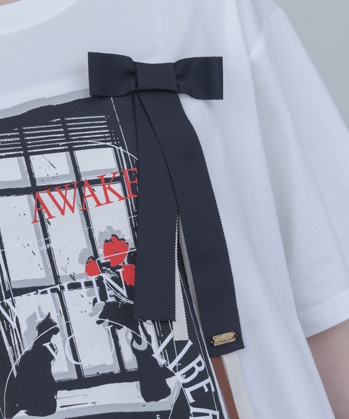 Eimee Law(エイミーロウ)の「モノクロアートプリント リボンモチーフTシャツ(Tシャツ/カットソー・レディース・オフホワイト/ダークグレー・FREE)」の18枚目の写真